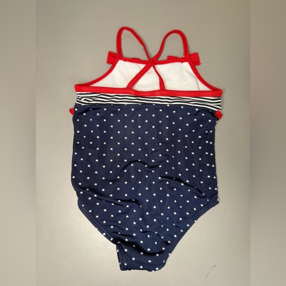 Infant Girls Navy and Red Striped Kids Swimsuit - Picture 2 of 3